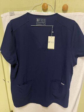 NWT FIGS Technical Navy Blue Women's Scrubs top sz XXL